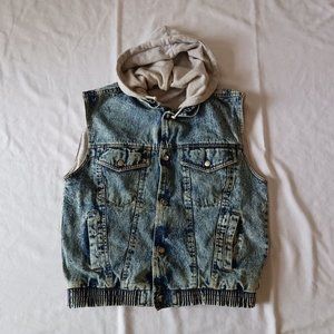 Vintage‎ Le Tigre Stonewash Denim Sweatshirt Hoodie Vest Small